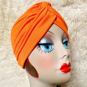 Stunning Orange vintage, retro pinup style turban